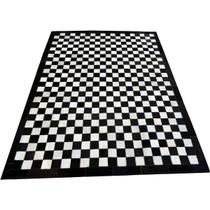 Tapete De Couro Tabuleiro Preto Branco 1,50x2,00 Com Borda Tapete De Couro Tabuleiro Preto Branco 1,50x2,00 Com Borda