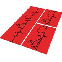 Tapete de Cozinha Coffee Lovers 120x34 + 2 Capachos 60x34 Antiderrapante