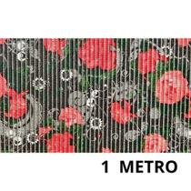 Tapete De Cozinha Floral Preto Vermelho Rosas Antiderrapante 43cm Duna Soft Liso Prático Banheiro