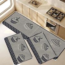 Tapete De Cozinha Sisal Jogo 3 Peças Kit Antiderrapante Preto Tapete De Cozinha Sisal Jogo 3 Peças Kit Antiderrapante Preto