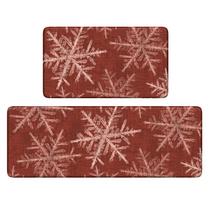 Tapete de cozinha Sungea Snowflake Christmas Anti Fadiga Red
