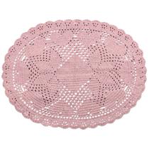 Tapete de Croche Ciranda de Coração Artesanal Feito A Mão com Barbante Rosa Claro N6 Para Decoração da Casa