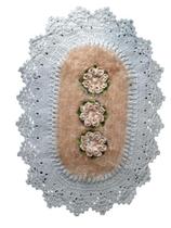 Tapete de crochê luxo branco e marrom Artesanal