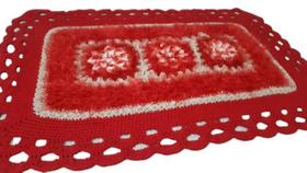 Tapete de crochê Luxo vermelho Artesanal