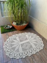 Tapete De Crochê Oval Cru Modelo Abacaxi
