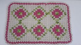 Tapete de Crochê Retangular 60 cm x 40 cm - CK Artesanato