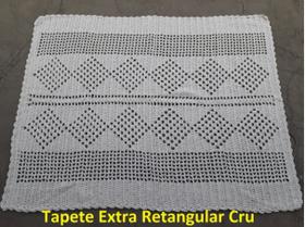 Tapete de Crochê Retangular Cru 1,20m x 1,50m 100% Algodão