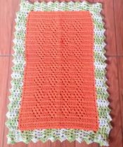 Tapete de Crochê Retangular Laranja Tapete de Crochê Retangular Laranja