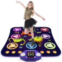 Tapete de Dança para Crianças de 3 a 12 Anos, Tapetes de Dança com 8 Botões Iluminados e Bluetooth Sem Fio, Brinquedo Musical com 5 Modos de Jogo, Presentes de Aniversário e Natal para Meninos e Meninas de 3 a 10+ Anos