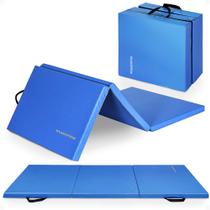 Tapete de Exercício BalanceFrom Dobrável Tri-Fold 5 cm de Espessura com Alças Azul