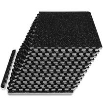 Tapete de exercícios para quebra-cabeças ProSourceFit Rubber Top 48 pés quadrados cinza