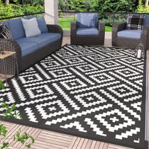 Tapete de exterior GENIMO impermeável reversível 240x300cm preto/branco Tapete de exterior GENIMO impermeável reversível 240x300cm preto/branco