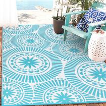 Tapete de exterior Ileading 152x244cm impermeável reversível azul-petróleo