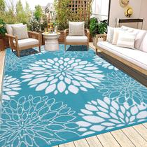 Tapete de exterior Ileading 183x274cm impermeável reversível azul-petróleo