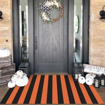 Tapete de exterior KOZYFLY listrado 120x180cm de algodão laranja/preto