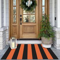 Tapete de exterior listrado KOZYFLY 70x110 cm Laranja de Halloween Preto