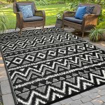 Tapete de exterior PASAMIC 152x244 cm Impermeável Reversível Cinza