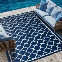 Tapete de exterior PASAMIC 183x274cm Impermeável Reversível Azul Marinho