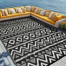 Tapete de exterior PASAMIC 274x549 cm Impermeável Reversível Cinza