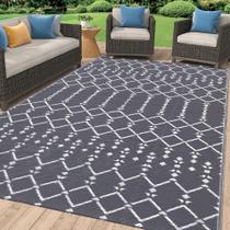 Tapete de exterior Smiry 183x274 cm impermeável reversível cinza