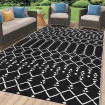 Tapete de exterior Smiry 274x366 cm Impermeável Reversível Preto Tapete de exterior Smiry 274x366 cm Impermeável Reversível Preto