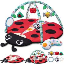 Tapete de ginástica Baby Play Jyusmile 8 em 1 Tummy Time com 6 brinquedos de 0 a 12 m