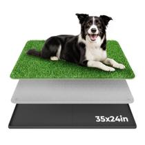 Tapete de Grama para Cães BurgeonNest 89 x 61 cm com Bandeja e Tapete Higiênico Lavável