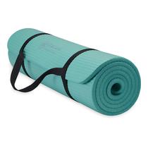 Tapete de ioga Gaiam Essentials Thick Teal com alça de transporte de 6 mm Tapete de ioga Gaiam Essentials Thick Teal com alça de transporte de 6 mm