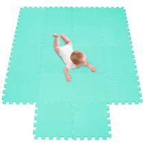 Tapete de jogo de espuma meiqicool Thick Soft EVA, verde entrelaçado, 18 unidades