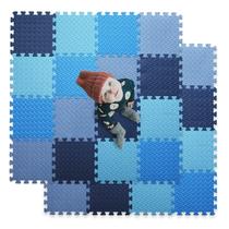 Tapete de jogo de espuma Tamiplay 16 azulejos para bebês, 47 x 47 polegadas, azul escuro