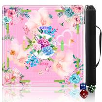 Tapete de Mahjong Pittera 80 cm Rosa Antiderrapante com Bolsa para Dados Tapete de Mahjong Pittera 80 cm Rosa Antiderrapante com Bolsa para Dados