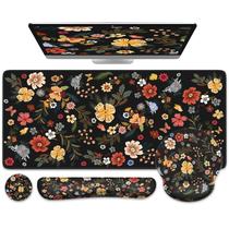 Tapete de mesa floral iCasso 4 em 1 XXL com suporte de pulso