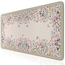Tapete de mesa iCasso Floral XXL 90x40 cm macio antiderrapante bege