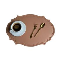 Tapete De Mesa Oval De Couro PU Luxuoso À Prova d'Água Lavável Isolamento Térmico Para Mesa De