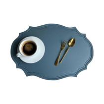 Tapete De Mesa Oval De Couro PU Luxuoso À Prova d'Água Lavável Isolamento Térmico Para Mesa De