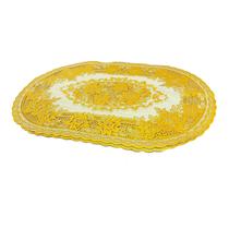 Tapete de Mesa Oval Dourado com Branco 30 x 45cm