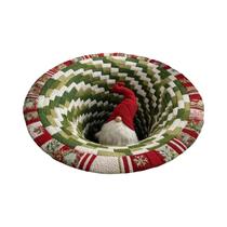 Tapete De Natal 3D 40x40cm Ilusão Óptica Tapete Circular Vortex Divertido Decorativo Para Feriados