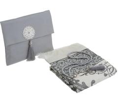 Tapete de oração muçulmano Prien com Tasbih e bolsa portátil (cinza) Tapete de oração muçulmano Prien com Tasbih e bolsa portátil (cinza)