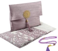Tapete de oração muçulmano Prien com Tasbih e bolsa portátil lilás Tapete de oração muçulmano Prien com Tasbih e bolsa portátil lilás