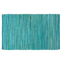 Tapete de pano Chindi de algodão Ramanta Home azul-petróleo 91x152 cm Tapete de pano Chindi de algodão Ramanta Home azul-petróleo 91x152 cm