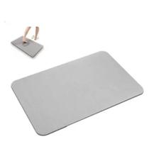 Tapete de Pedra Diatomita para Banheiro 60x39cm Cinza Antiderrapante Alta Absorção Secagem Rápida