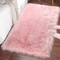 Tapete de pele sintética LOCHAS Soft Fluffy para quarto 60x90cm rosa Tapete de pele sintética LOCHAS Soft Fluffy para quarto 60x90cm rosa