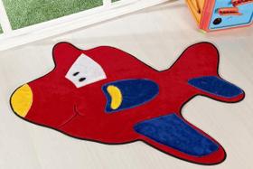 Tapete de Pelúcia Para Quarto Infantil Bebê Avião Vermelho