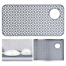Tapete de pia JUSTOGO Silicone 71,6 cm x 36 cm cinza para cozinha