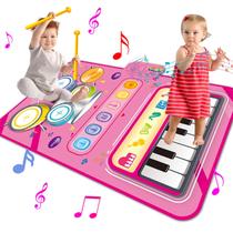 Tapete de piano de brinquedo musical 2 em 1 Montessori para menina de 1 a 2 anos