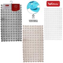 Tapete de piso de pvc retangular para banheiro pontos com ventosa colors 65x35cm