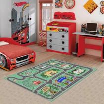 Tapete de Pista Ilustrado Carrinho Corrida 70x100cm