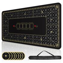 Tapete de Pôquer ORIENGEAR 178 x 89 cm para 10 jogadores, preto antiderrapante