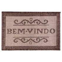 Tapete de Porta Bem Vindo 40x60 Sisal Antiderrapante Bege e Marrom - Casavest