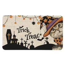 Tapete de porta de Halloween Roszwtit Trick Or Treat Cat 75x45cm Tapete de porta de Halloween Roszwtit Trick Or Treat Cat 75x45cm